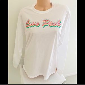NWT pink long sleeve shirt rainbow logo blink ( M)